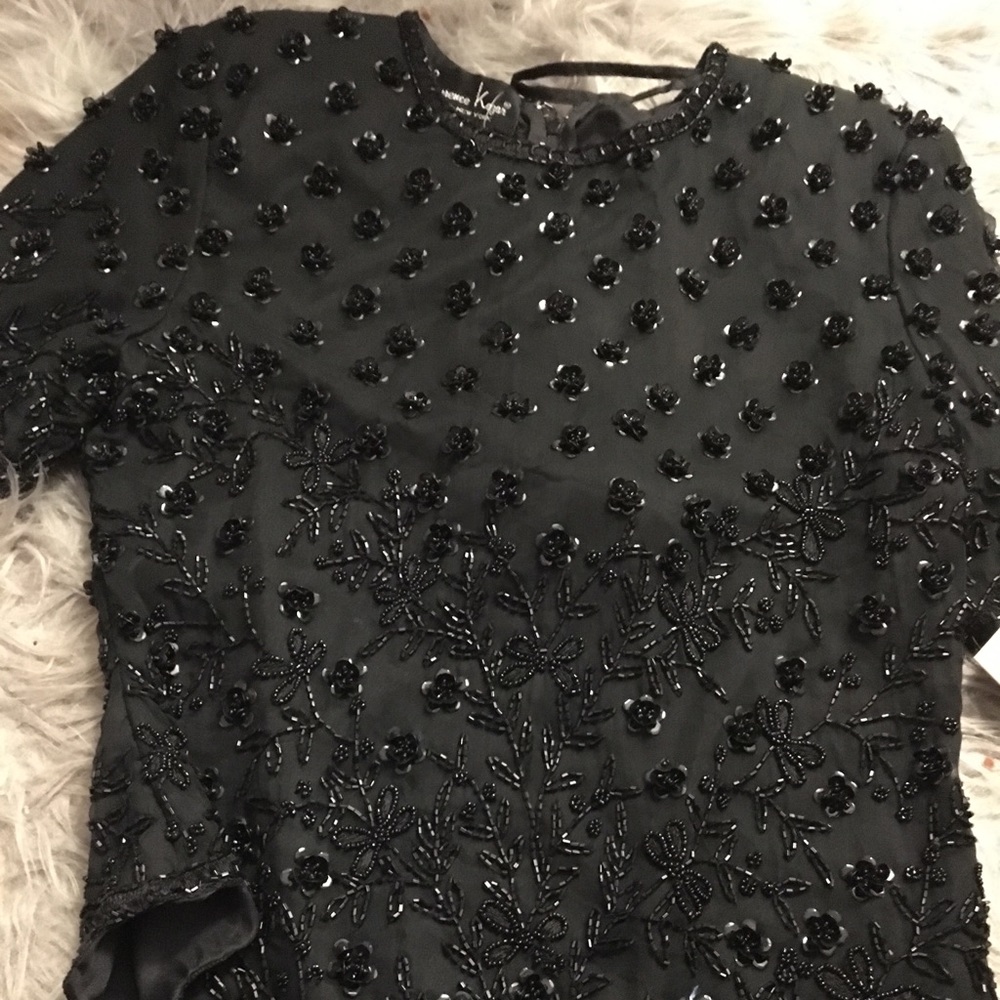Vintage beaded flower blouse